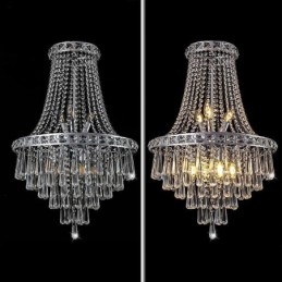 Lampadario moderno in cristallo a 9 luci, scala duplex, 50 x 50 x 80 cm