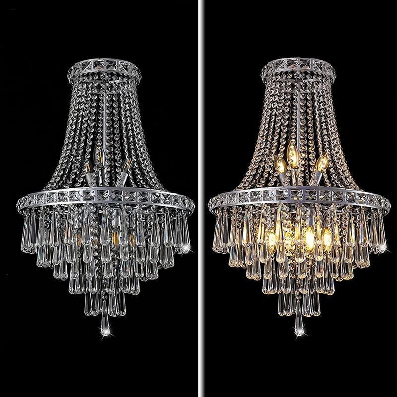 Lampadario moderno in cristallo a 9 luci, scala duplex, 50 x 50 x 80 cm