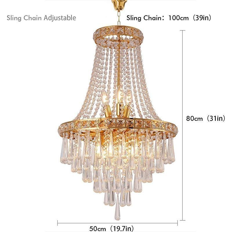 Lampadario moderno in cristallo a 9 luci, scala duplex, 50 x 50 x 80 cm