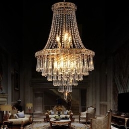 Lampadario moderno in cristallo a 9 luci, scala duplex, 50 x 50 x 80 cm