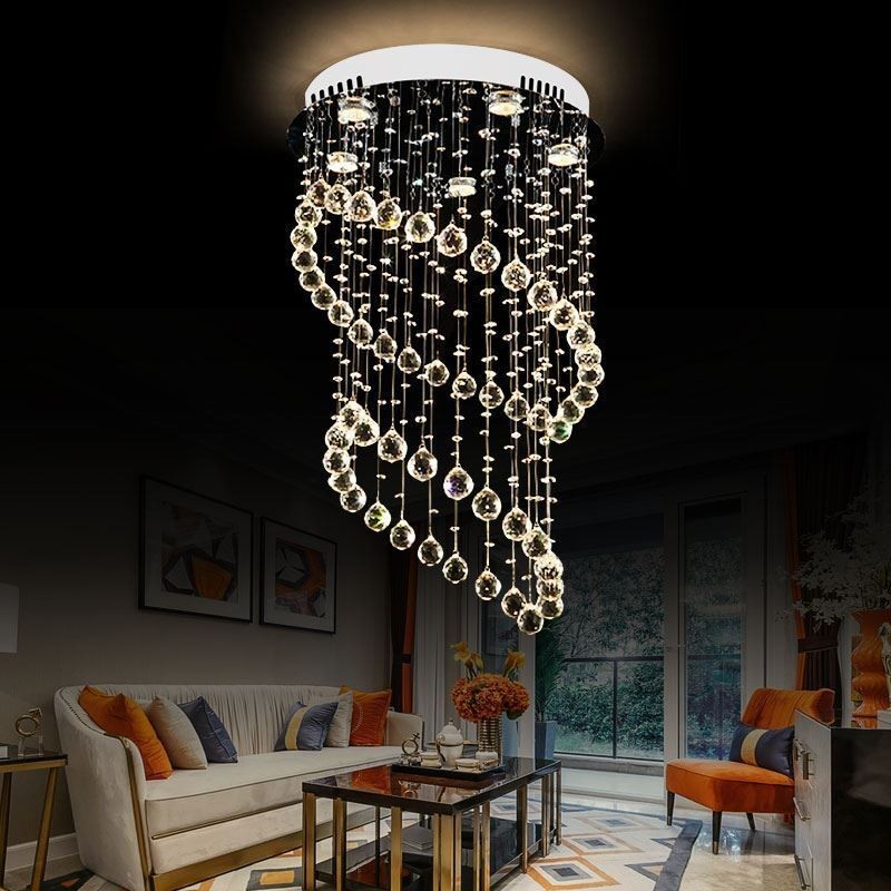 Lampadario a sospensione moderno in cristallo a goccia rotonda, 5 luci GU10