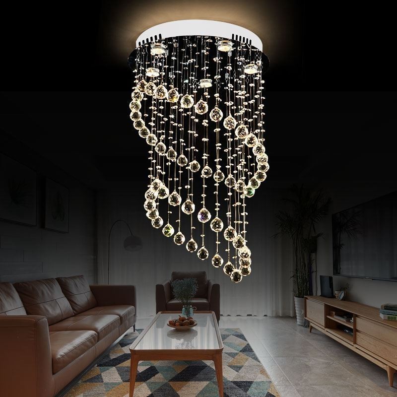 Lampadario a sospensione moderno in cristallo a goccia rotonda, 5 luci GU10