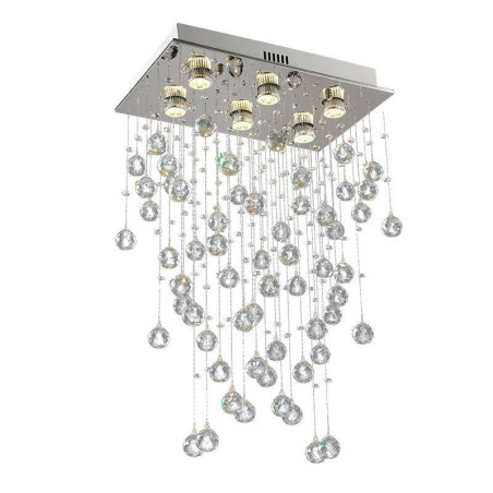 Lampadario moderno in cristallo a filo soffitto GU10 6 luci 50x30x80 cm