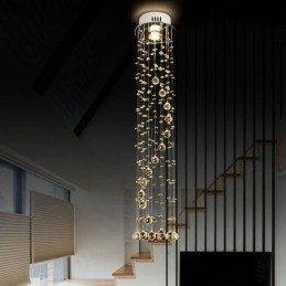 Lampadario a sospensione moderno in cristallo, da soffitto, a filo