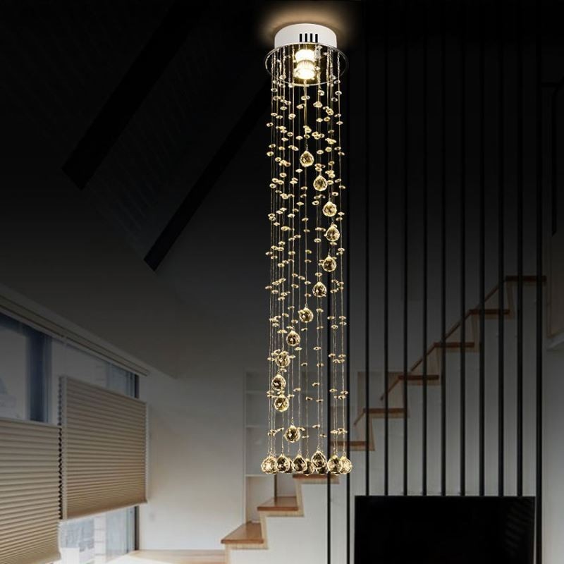 Lampadario a sospensione moderno in cristallo, da soffitto, a filo