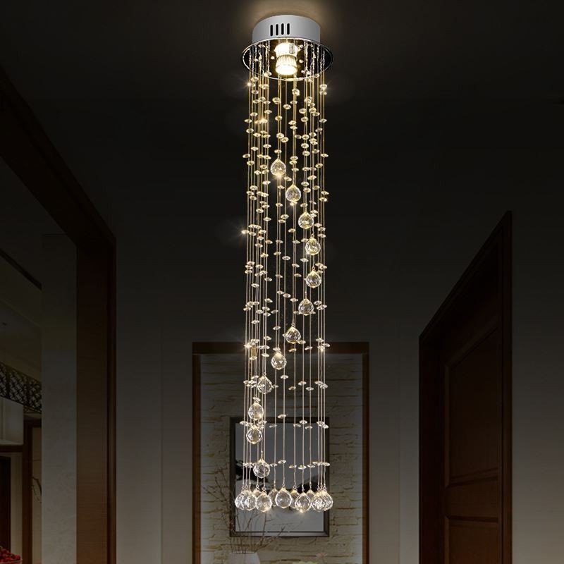 Lampadario a sospensione moderno in cristallo, da soffitto, a filo