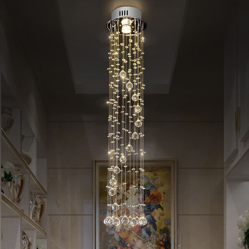 Lampadario a sospensione moderno in cristallo, da soffitto, a filo