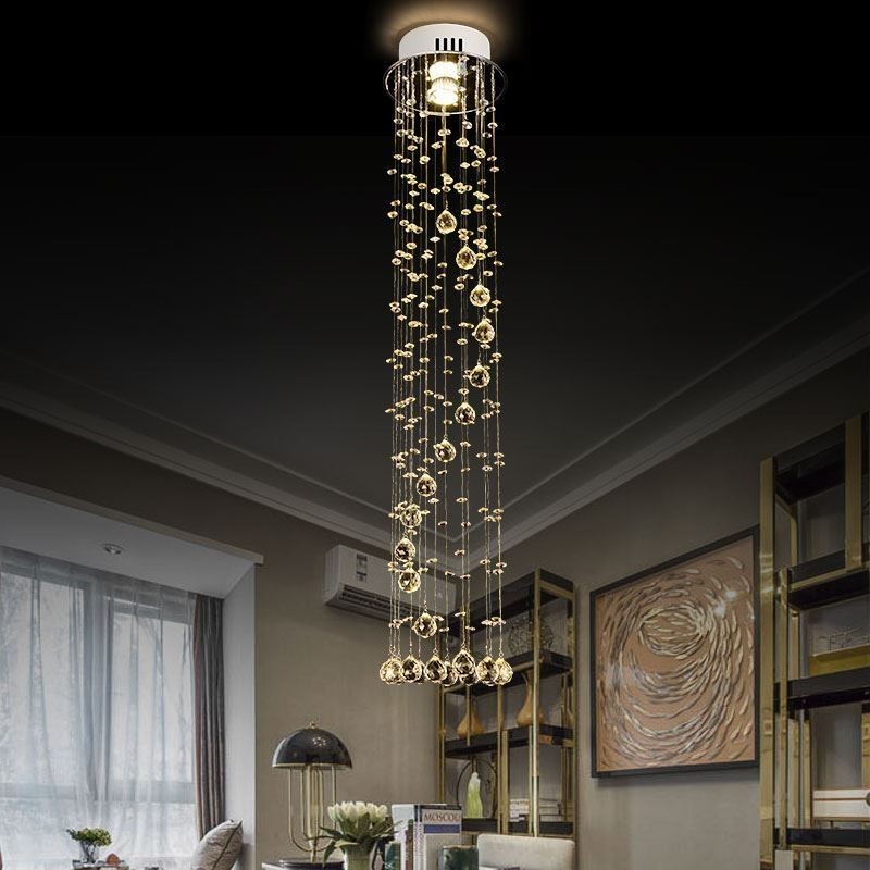 Lampadario a sospensione moderno in cristallo, da soffitto, a filo