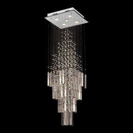 Lampadario a sospensione moderno in cristallo quadrato, 5 luci GU10, 40 x 40 x 130 cm