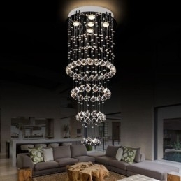 Lampadario a sospensione in cristallo contemporaneo, 5 luci GU10, 40×40×100 cm