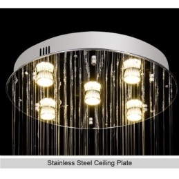 Lampadario a sospensione in cristallo contemporaneo, 5 luci GU10, 40×40×100 cm