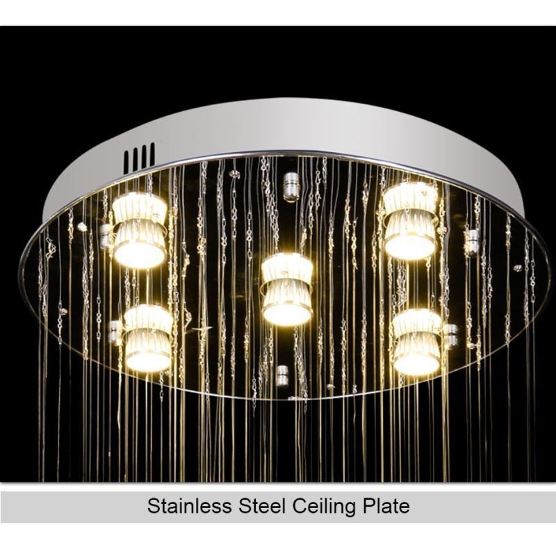 Lampadario a sospensione in cristallo contemporaneo, 5 luci GU10, 40×40×100 cm