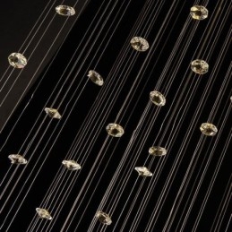 Lampadario a sospensione in cristallo contemporaneo, 5 luci GU10, 40×40×100 cm