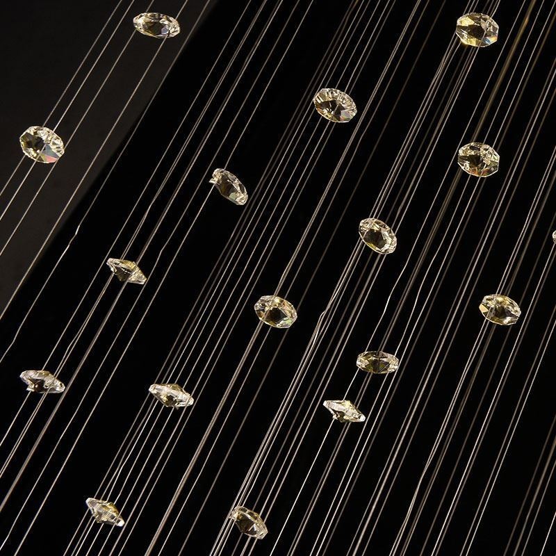Lampadario a sospensione in cristallo contemporaneo, 5 luci GU10, 40×40×100 cm