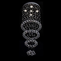 Lampadario a sospensione in cristallo contemporaneo, 5 luci GU10, 40×40×100 cm