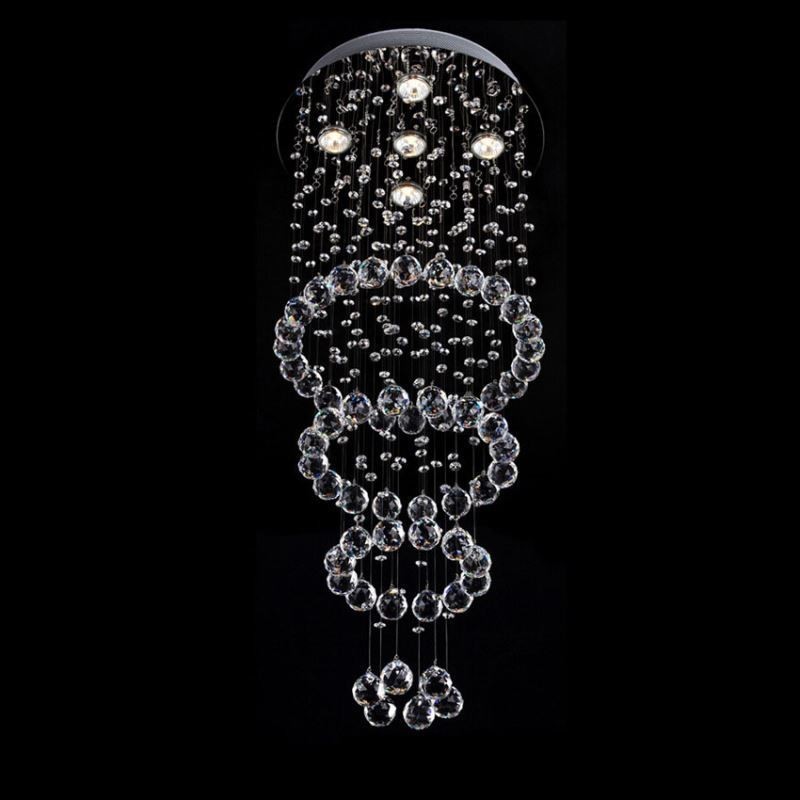 Lampadario a sospensione in cristallo contemporaneo, 5 luci GU10, 40×40×100 cm
