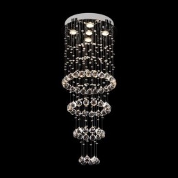 Lampadario a sospensione in cristallo contemporaneo, 5 luci GU10, 40×40×100 cm