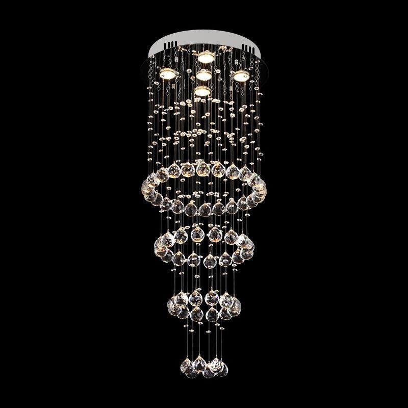 Lampadario a sospensione in cristallo contemporaneo, 5 luci GU10, 40×40×100 cm