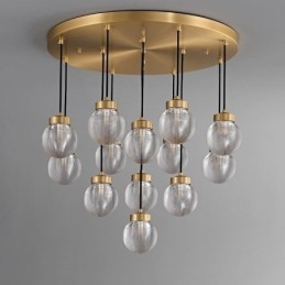 Lampada a sospensione a grappolo in vetro di lusso, plafoniera americana