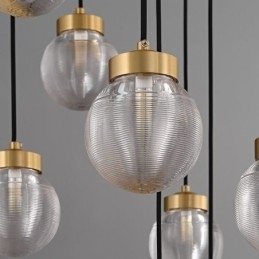 Lampada a sospensione a grappolo in vetro di lusso, plafoniera americana