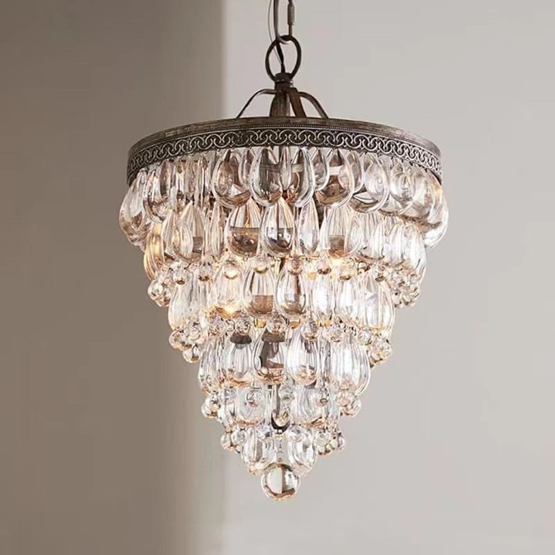 Lampada a sospensione rotonda retrò in cristallo di vetro, stile country