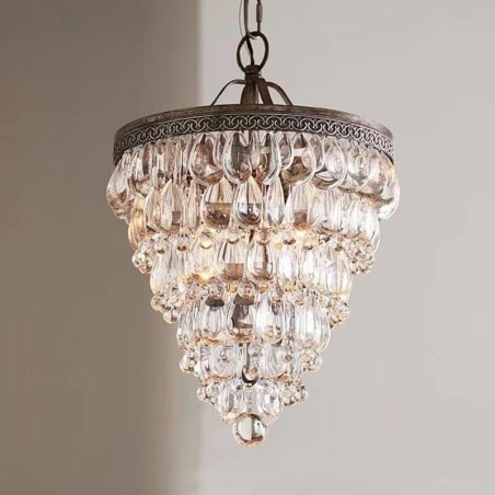Lampada a sospensione rotonda retrò in cristallo di vetro, stile country
