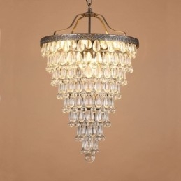 Lampada a sospensione rotonda retrò in cristallo di vetro, stile country