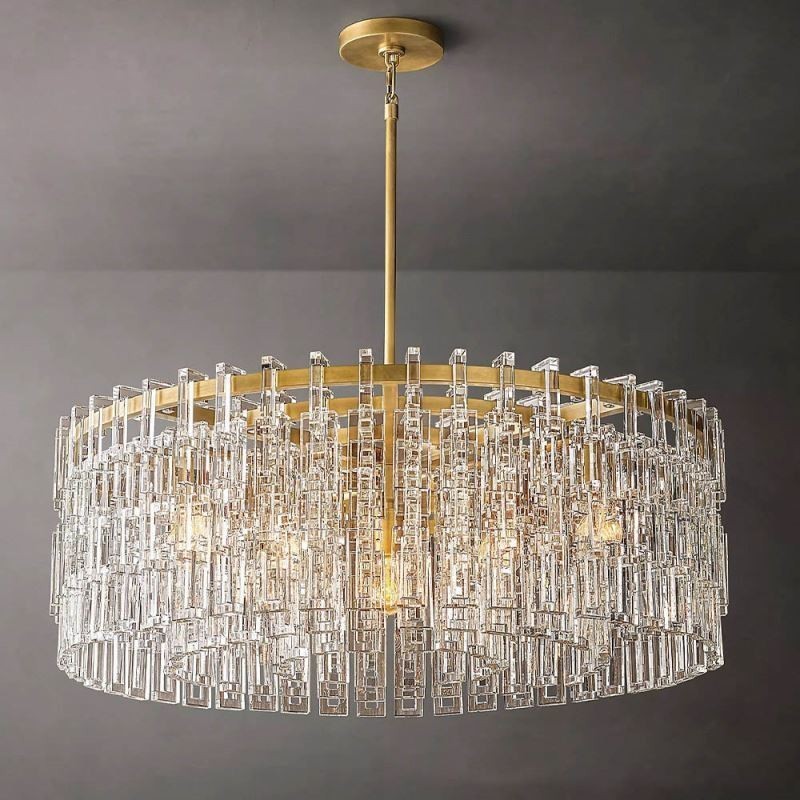Lampadario a sospensione in cristallo K9 stile americano 60 cm 3 luci E12/E14