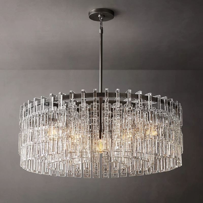 Lampadario a sospensione in cristallo K9 stile americano 60 cm 3 luci E12/E14
