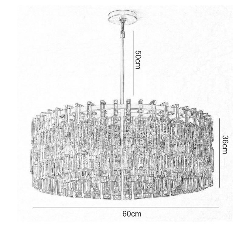 Lampadario a sospensione in cristallo K9 stile americano 60 cm 3 luci E12/E14