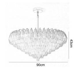 Lampada a sospensione in vetro ambra trasparente 90 cm 14 luci