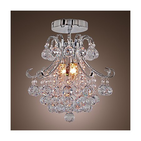 Lampadario a filo moderno in cristallo trasparente e metallo argento
