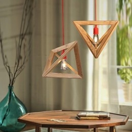 Lampadario mini nordico in legno di quercia, stile retrò decorativo