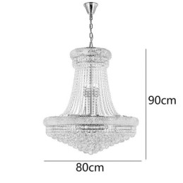 Lampada a sospensione moderna in cristallo 18 luci E12/E14 80x80x90 cm