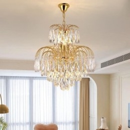 Lampadario a sospensione in cristallo contemporaneo duplex 9 luci E12/E14