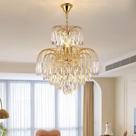 Lampadario a sospensione in cristallo contemporaneo duplex 9 luci E12/E14