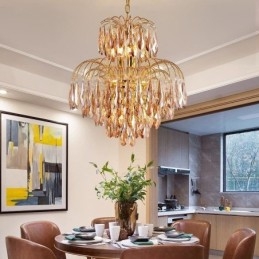 Lampadario a sospensione in cristallo contemporaneo duplex 9 luci E12/E14