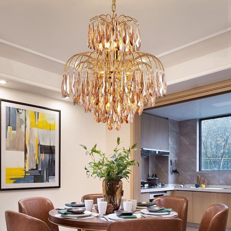 Lampadario a sospensione in cristallo contemporaneo duplex 9 luci E12/E14