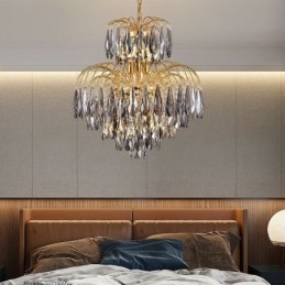 Lampadario a sospensione in cristallo contemporaneo duplex 9 luci E12/E14