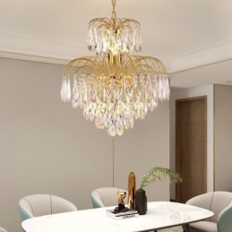 Lampadario a sospensione in cristallo contemporaneo duplex 9 luci E12/E14