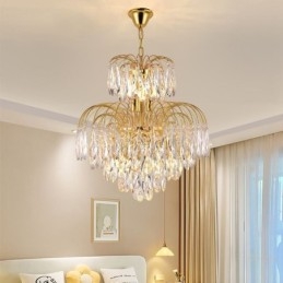 Lampadario a sospensione in cristallo contemporaneo duplex 9 luci E12/E14