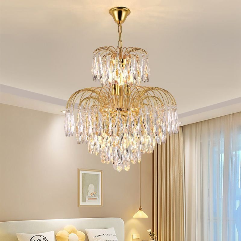 Lampadario a sospensione in cristallo contemporaneo duplex 9 luci E12/E14