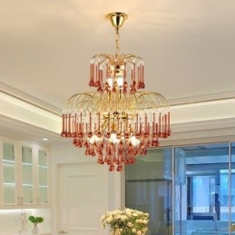 Lampada a sospensione in cristallo decorativa, 9 luci E12/E14, 55 x 55 x 65 cm