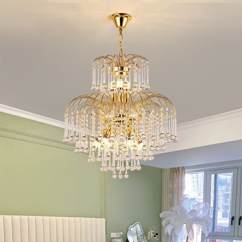Lampada a sospensione in cristallo decorativa, 9 luci E12/E14, 55 x 55 x 65 cm