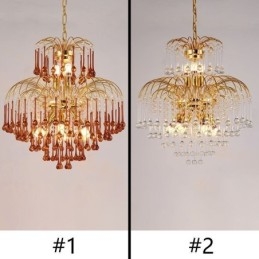 Lampada a sospensione in cristallo decorativa, 9 luci E12/E14, 55 x 55 x 65 cm