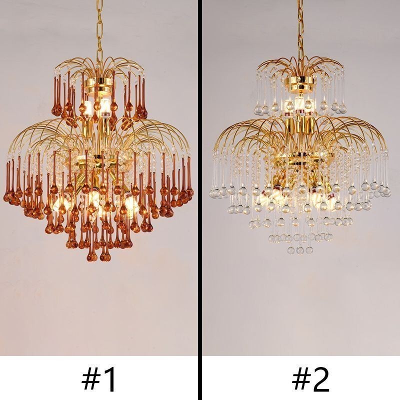 Lampada a sospensione in cristallo decorativa, 9 luci E12/E14, 55 x 55 x 65 cm