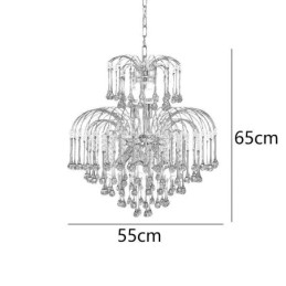 Lampada a sospensione in cristallo decorativa, 9 luci E12/E14, 55 x 55 x 65 cm