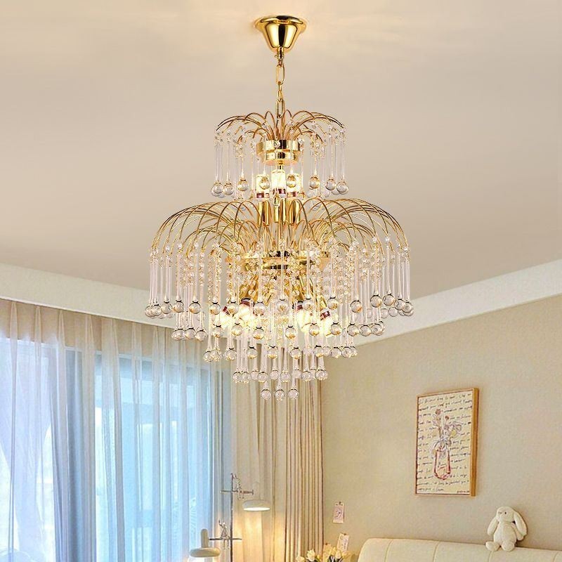 Lampada a sospensione in cristallo decorativa, 9 luci E12/E14, 55 x 55 x 65 cm