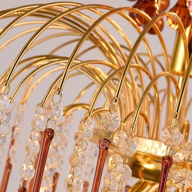 Lampada a sospensione in cristallo decorativa, 9 luci E12/E14, 55 x 55 x 65 cm