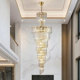 Lampada a sospensione in cristallo conico duplex di lusso
